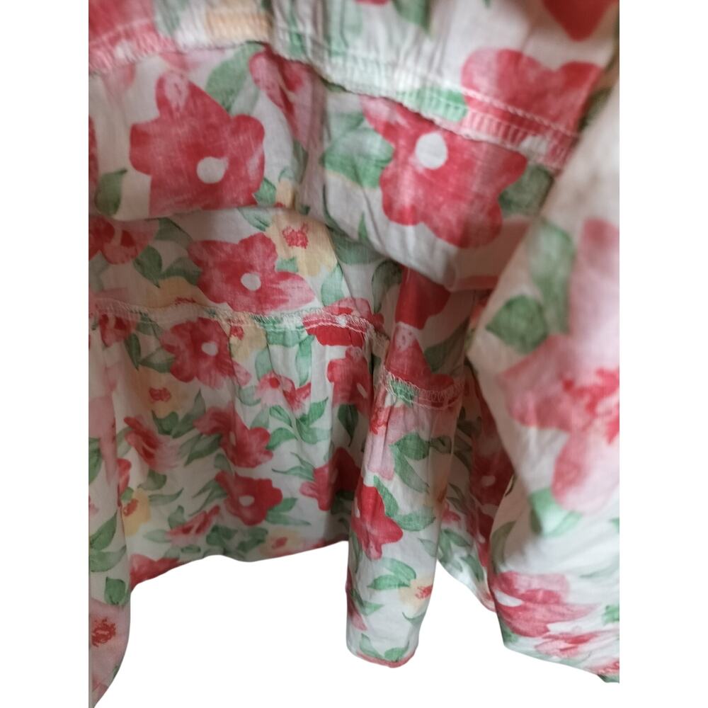 5273) Gigio USA Pastel Cotton Floral Tiered Babydoll Puff Sleeves Dress Medium - Picture 7 of 11